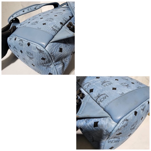 Authentic MCM Visetos Small Side Stud Stark Backpack Munich Blue - Picture 9 of 16